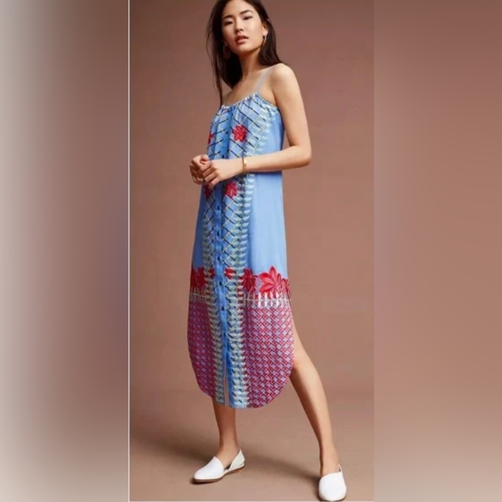 Anthropologie Lilka Embroidered Floral Dress
